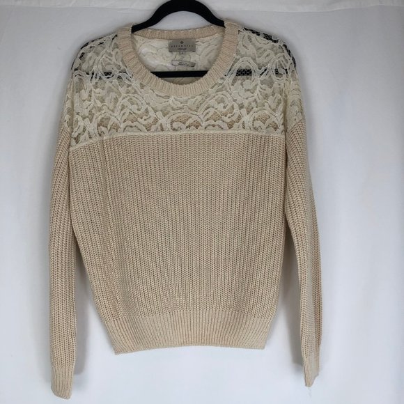 Essentiel Antwerp Lace Yoke Shaker Knit Sweater - Picture 5 of 8